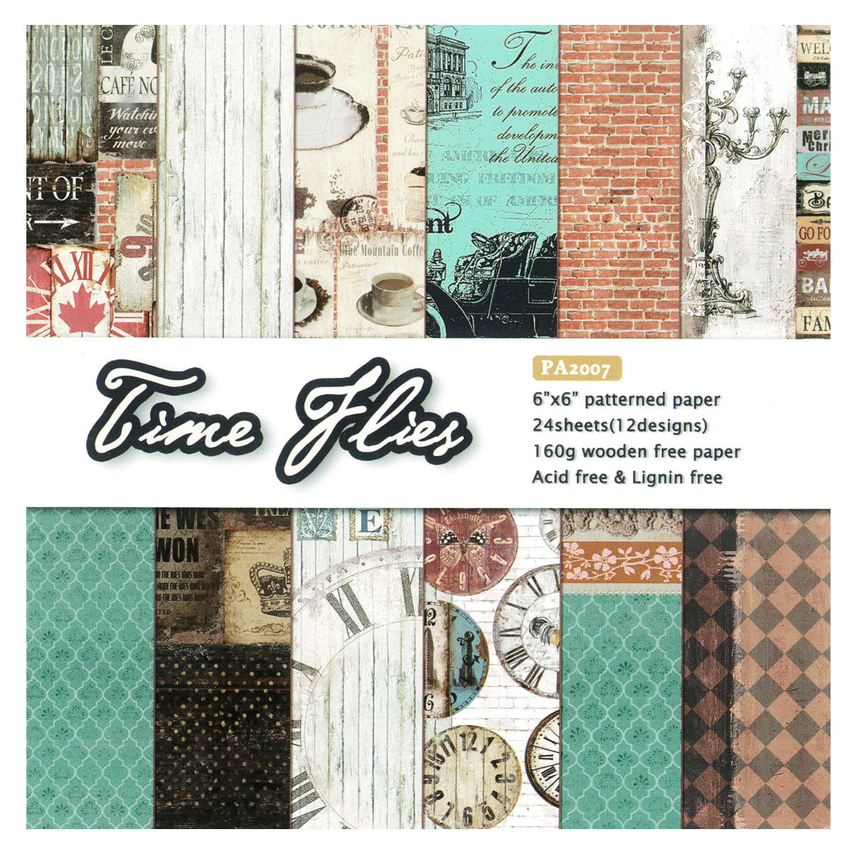 Wrapables 6x6 Decorative Single-Sided Scrapbook Paper for Arts & Crafts Projects, Scrapbooking, Card-Making