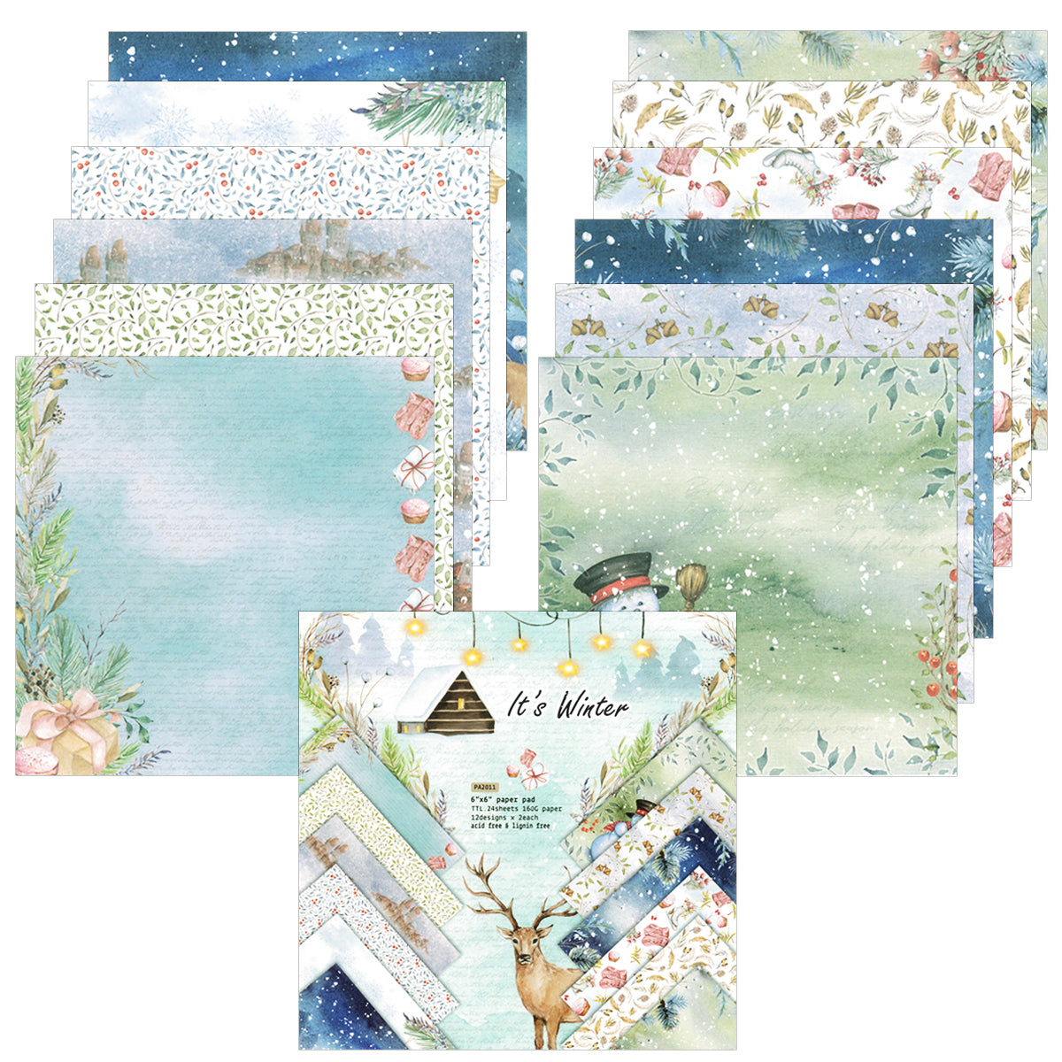 Wrapables 6x6 Decorative Single-Sided Scrapbook Paper for Arts & Crafts Projects, Scrapbooking, Card-Making