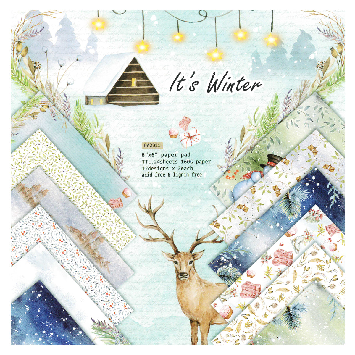 Wrapables 6x6 Decorative Single-Sided Scrapbook Paper for Arts & Crafts Projects, Scrapbooking, Card-Making