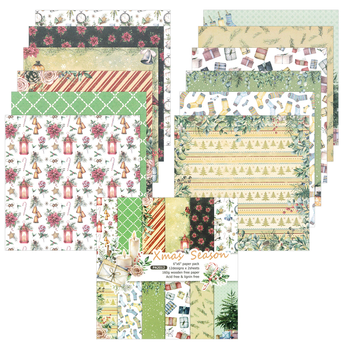 Wrapables 6x6 Decorative Single-Sided Scrapbook Paper for Arts & Crafts Projects, Scrapbooking, Card-Making