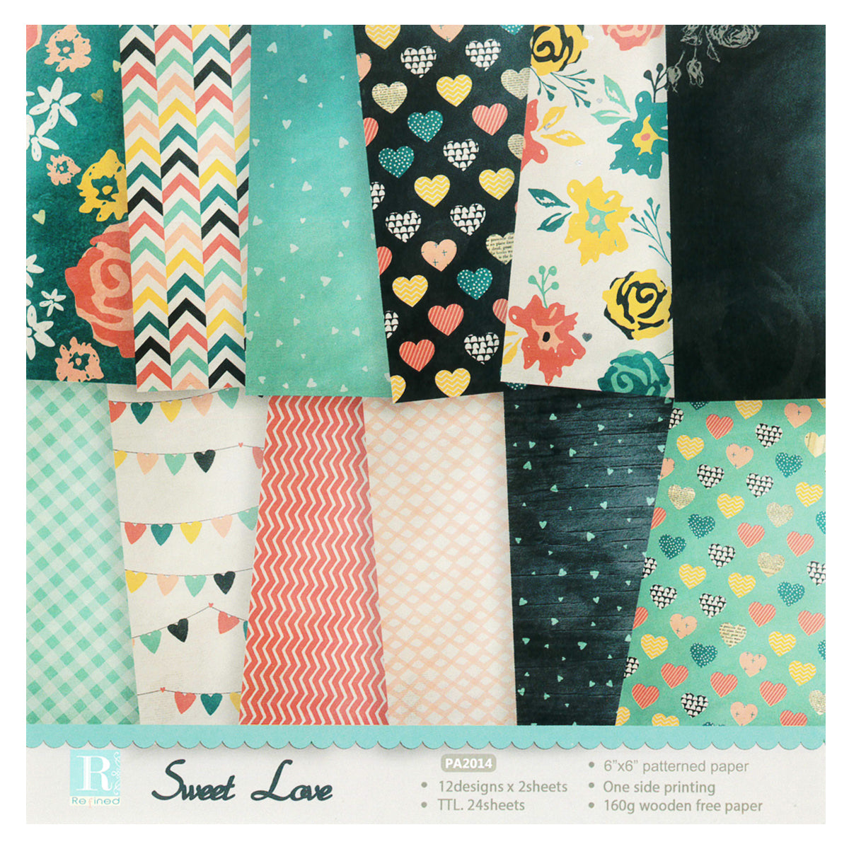 Wrapables 6x6 Decorative Single-Sided Scrapbook Paper for Arts & Crafts Projects, Scrapbooking, Card-Making