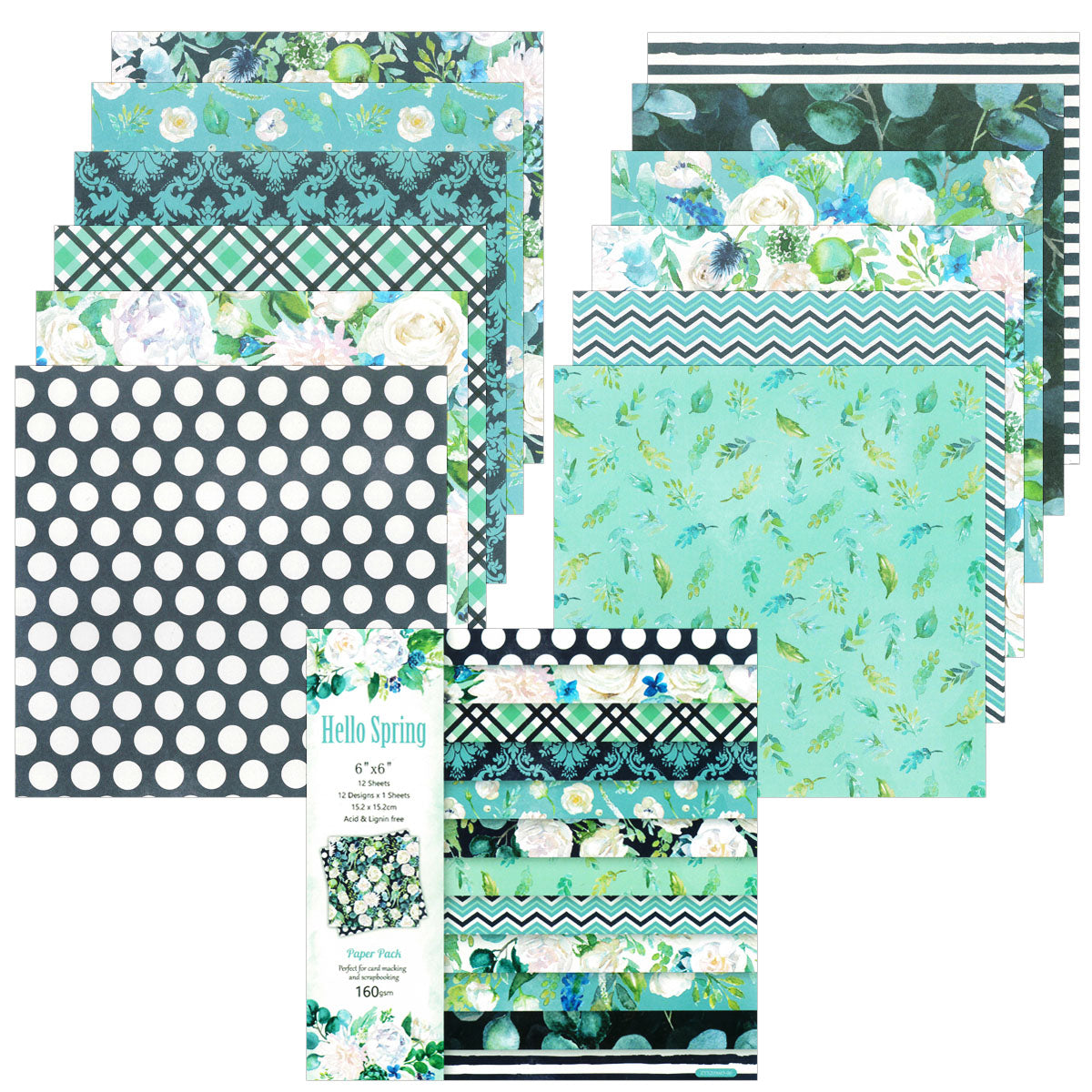 Wrapables 6x6 Decorative Single-Sided Scrapbook Paper for Arts & Crafts Projects, Scrapbooking, Card-Making