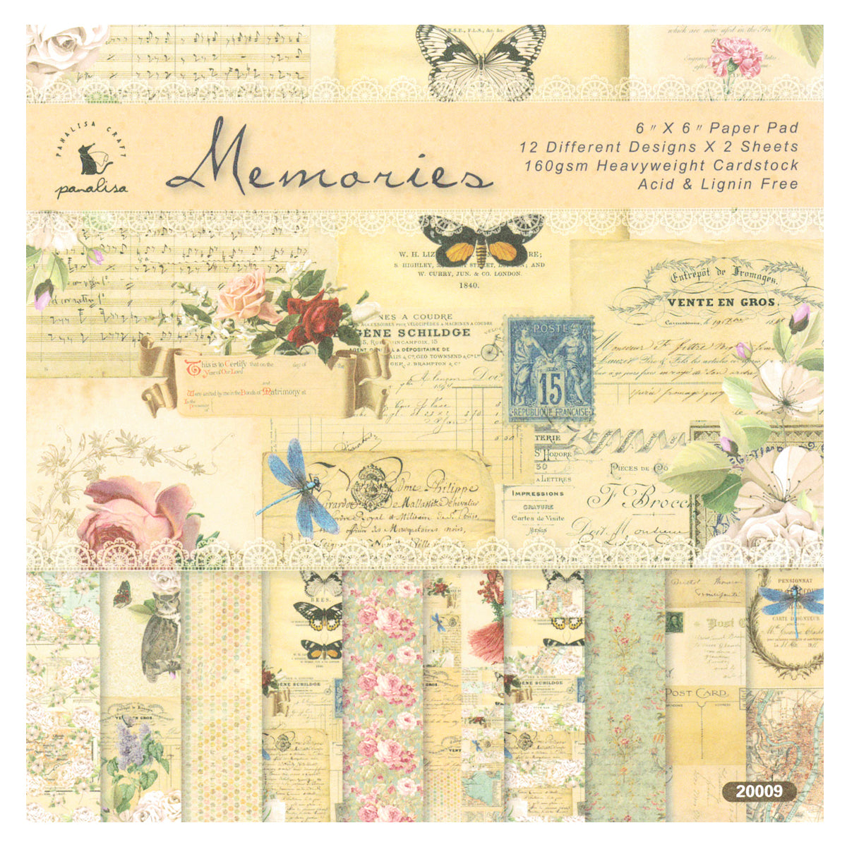 Wrapables 6x6 Decorative Single-Sided Scrapbook Paper for Arts & Crafts Projects, Scrapbooking, Card-Making