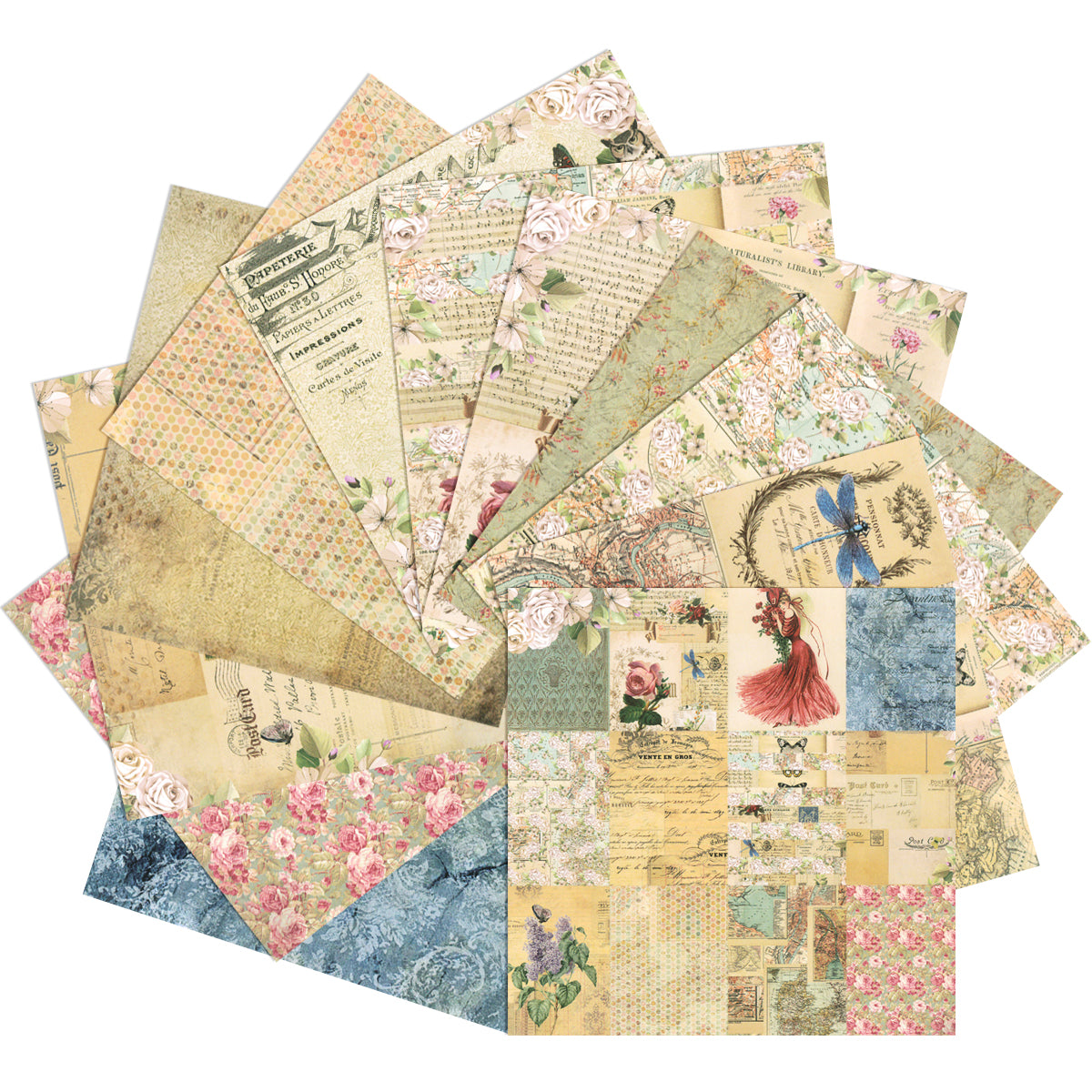 Wrapables 6x6 Decorative Single-Sided Scrapbook Paper for Arts & Crafts Projects, Scrapbooking, Card-Making