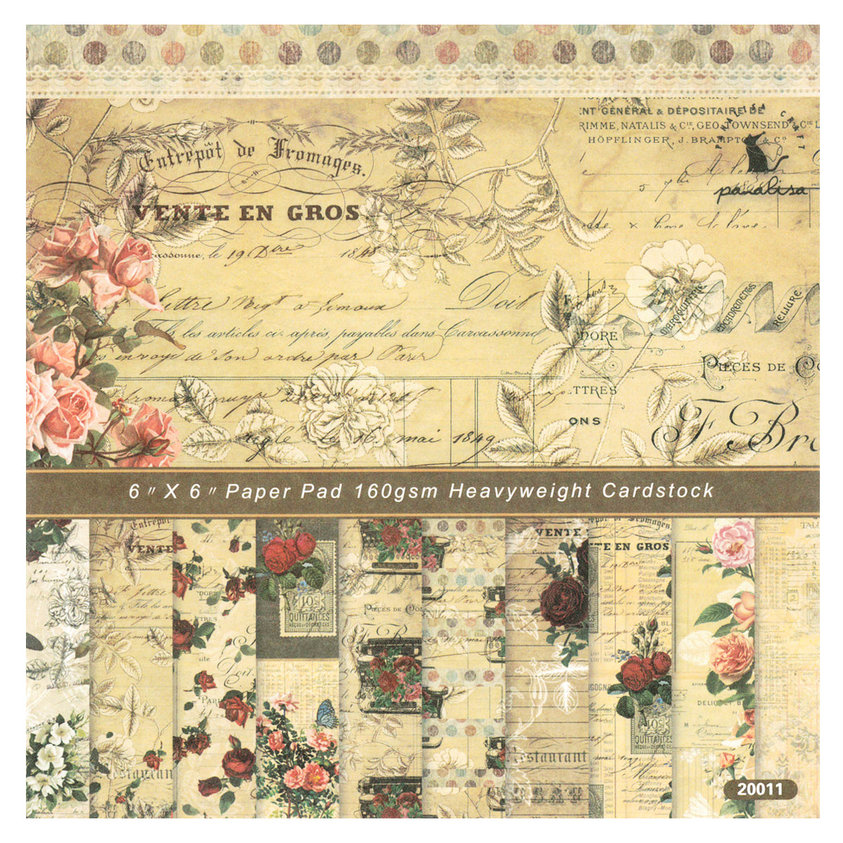 Wrapables 6x6 Decorative Single-Sided Scrapbook Paper for Arts & Crafts Projects, Scrapbooking, Card-Making