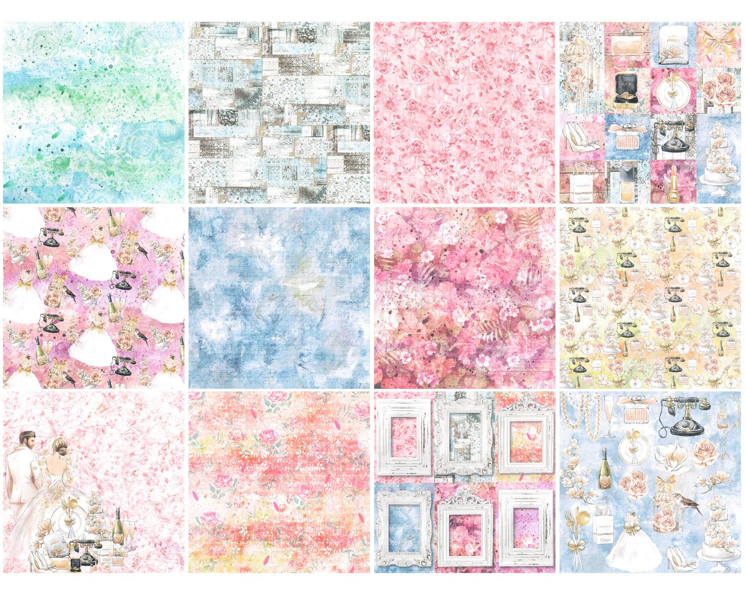 Wrapables 6x6 Decorative Single-Sided Scrapbook Paper for Arts & Crafts Projects, Scrapbooking, Card-Making
