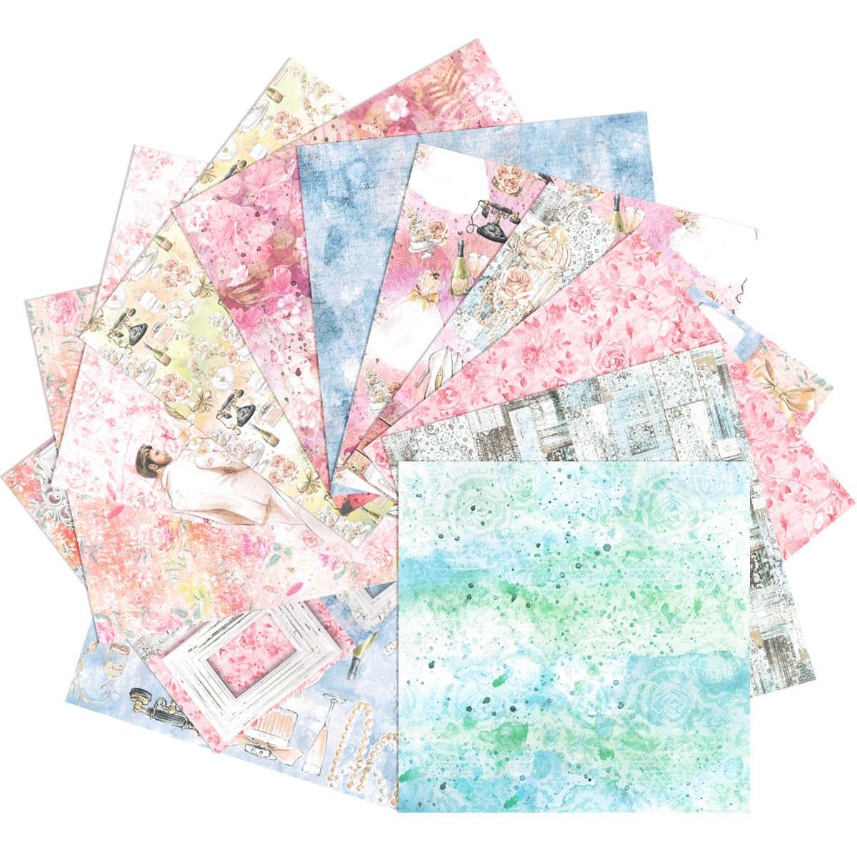 Wrapables 6x6 Decorative Single-Sided Scrapbook Paper for Arts & Crafts Projects, Scrapbooking, Card-Making