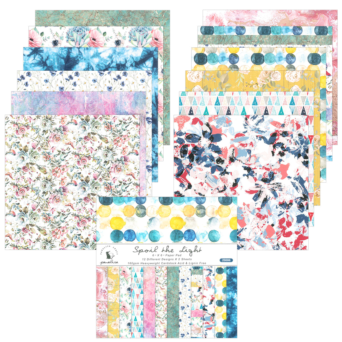 Wrapables 6x6 Decorative Single-Sided Scrapbook Paper for Arts & Crafts Projects, Scrapbooking, Card-Making