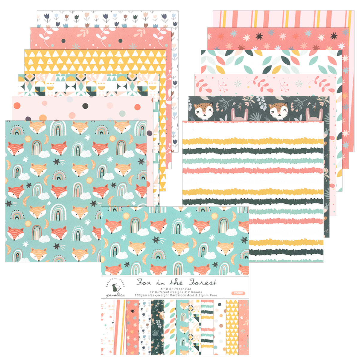 Wrapables 6x6 Decorative Single-Sided Scrapbook Paper for Arts & Crafts Projects, Scrapbooking, Card-Making