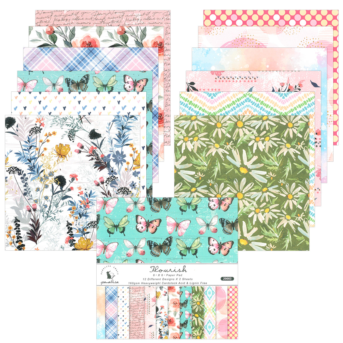 Wrapables 6x6 Decorative Single-Sided Scrapbook Paper for Arts & Crafts Projects, Scrapbooking, Card-Making