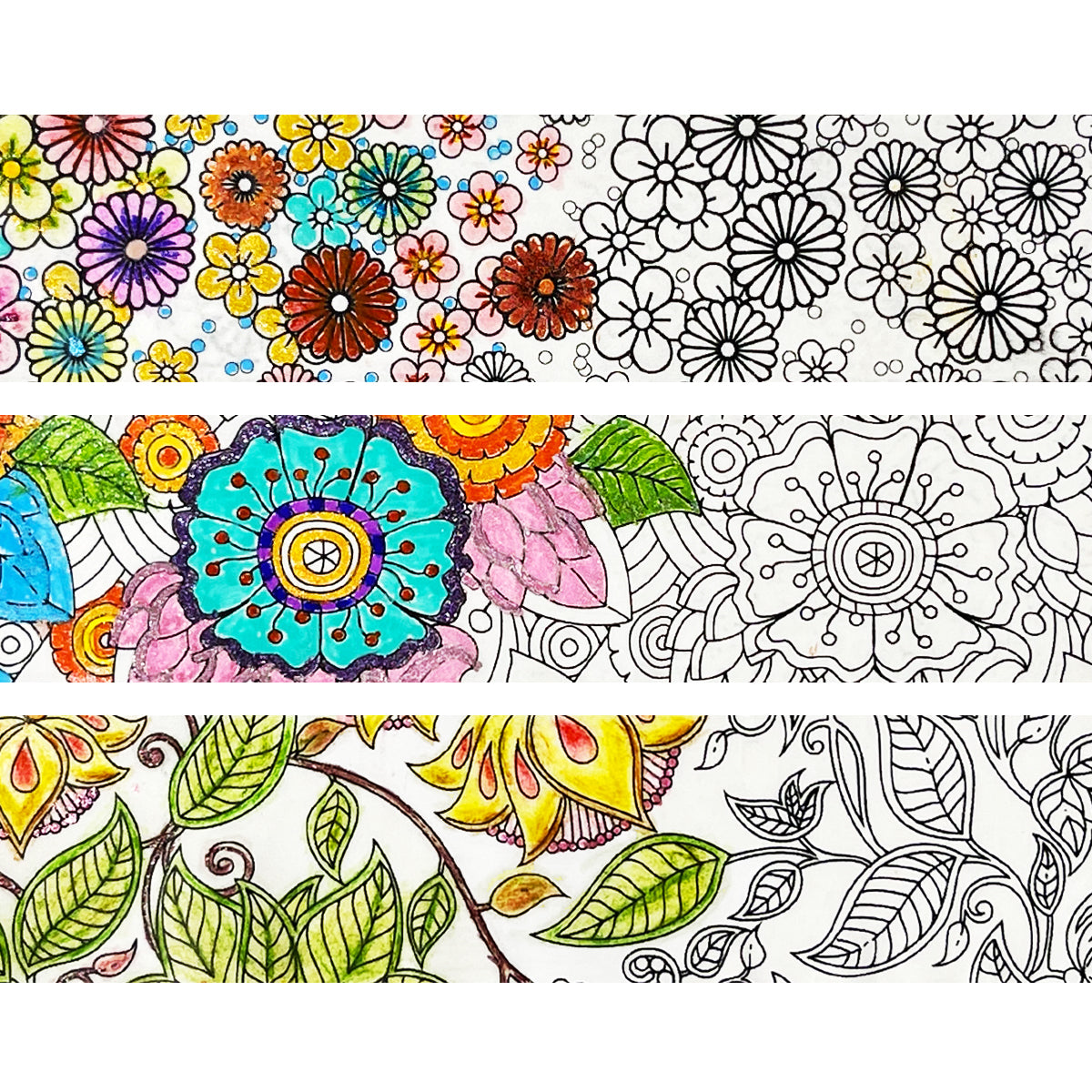 Wrapables Coloring Washi Masking Tape, 30mm x 5M, Set of 3