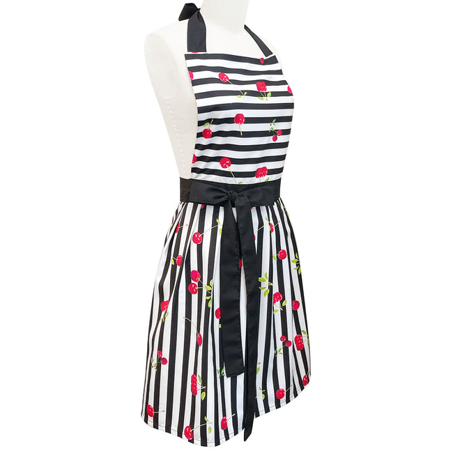 Wrapables Cherries and Stripes Flirty Apron