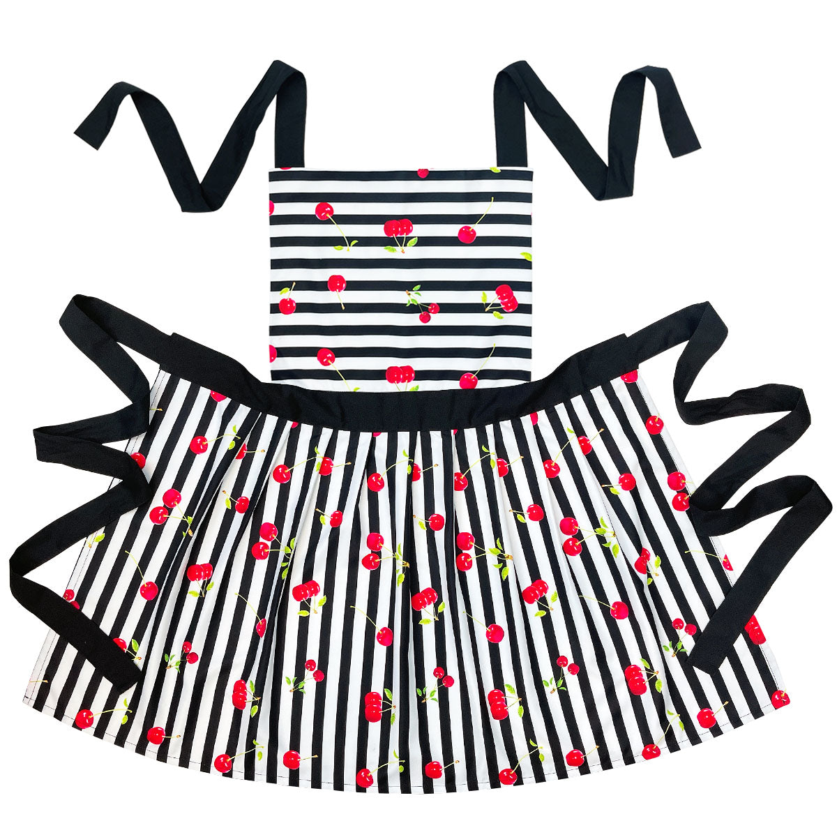 Wrapables Cherries and Stripes Flirty Apron