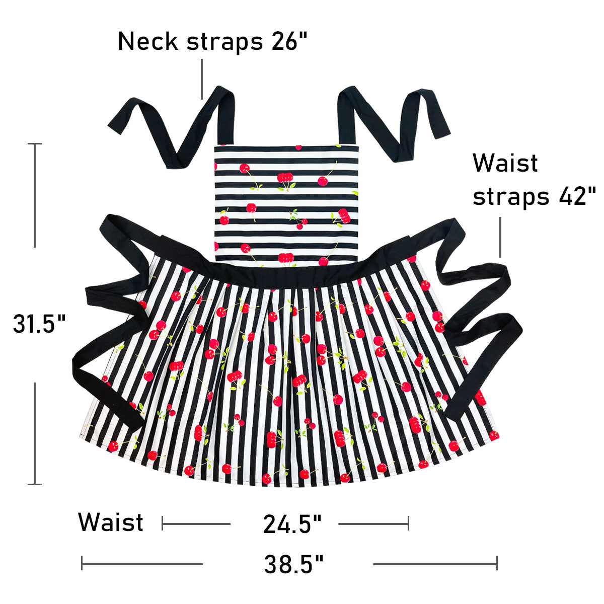 Wrapables Cherries and Stripes Flirty Apron