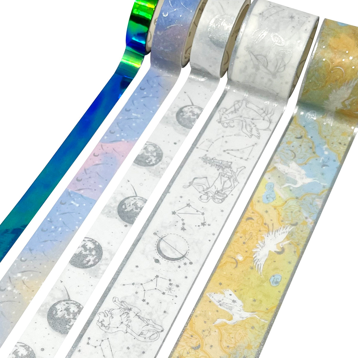 Wrapables Decorative Gold Foil Washi Tape and Sticker Set for Stationery, Diary, Card Making (10 Rolls & 10 Sheets)