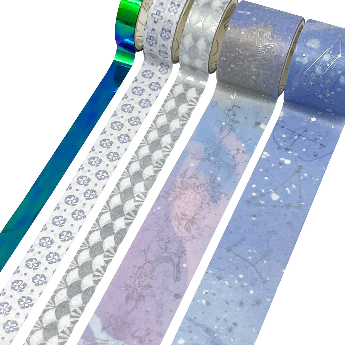 Wrapables Decorative Gold Foil Washi Tape and Sticker Set for Stationery, Diary, Card Making (10 Rolls & 10 Sheets)