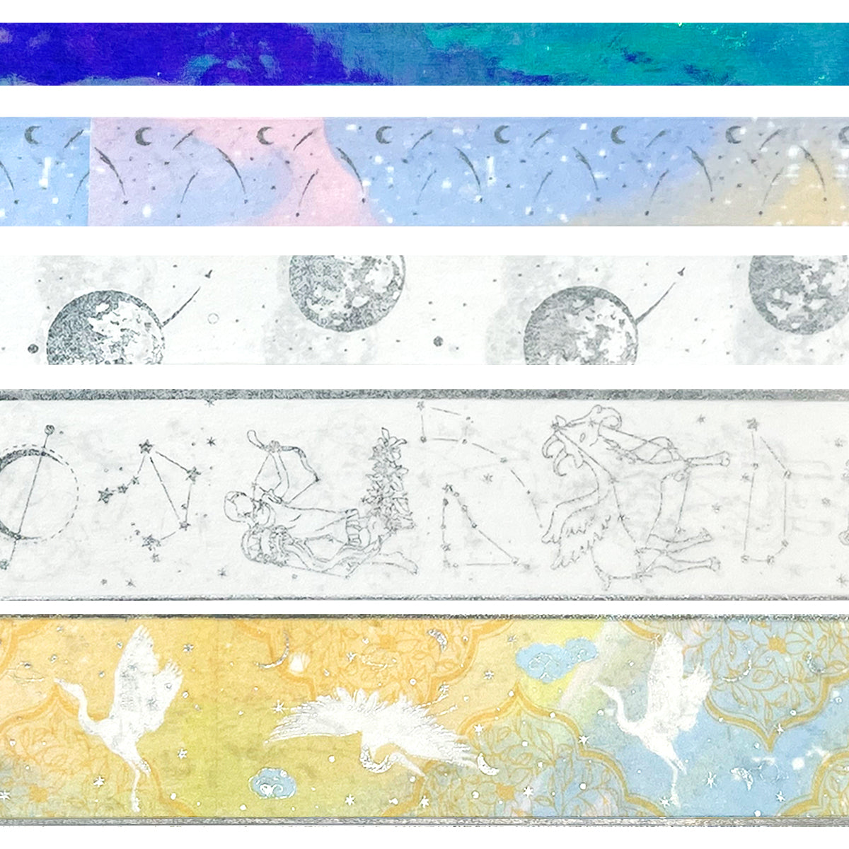 Wrapables Decorative Gold Foil Washi Tape and Sticker Set for Stationery, Diary, Card Making (10 Rolls & 10 Sheets)