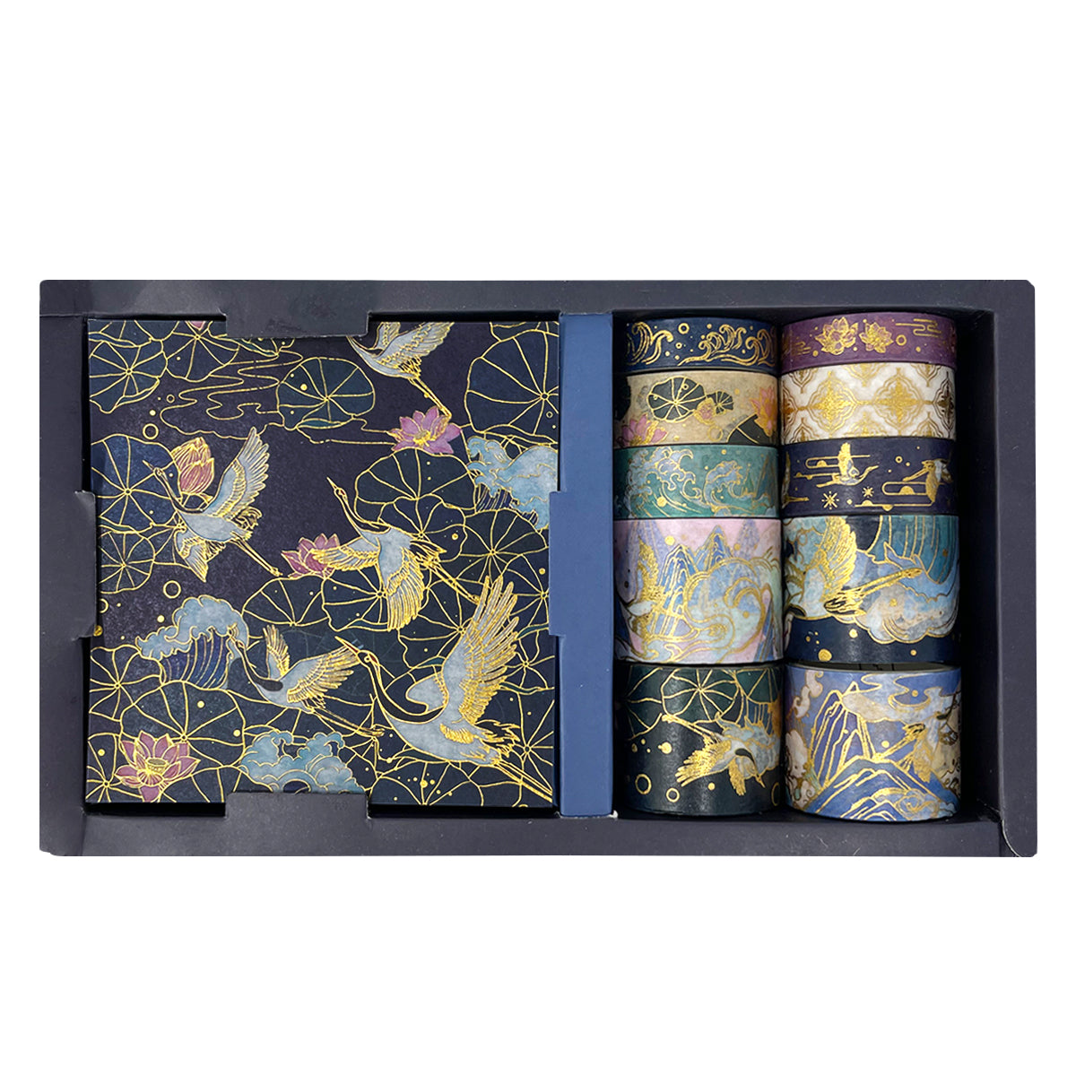 Wrapables Decorative Gold Foil Washi Tape and Sticker Set for Stationery, Diary, Card Making (10 Rolls & 10 Sheets)