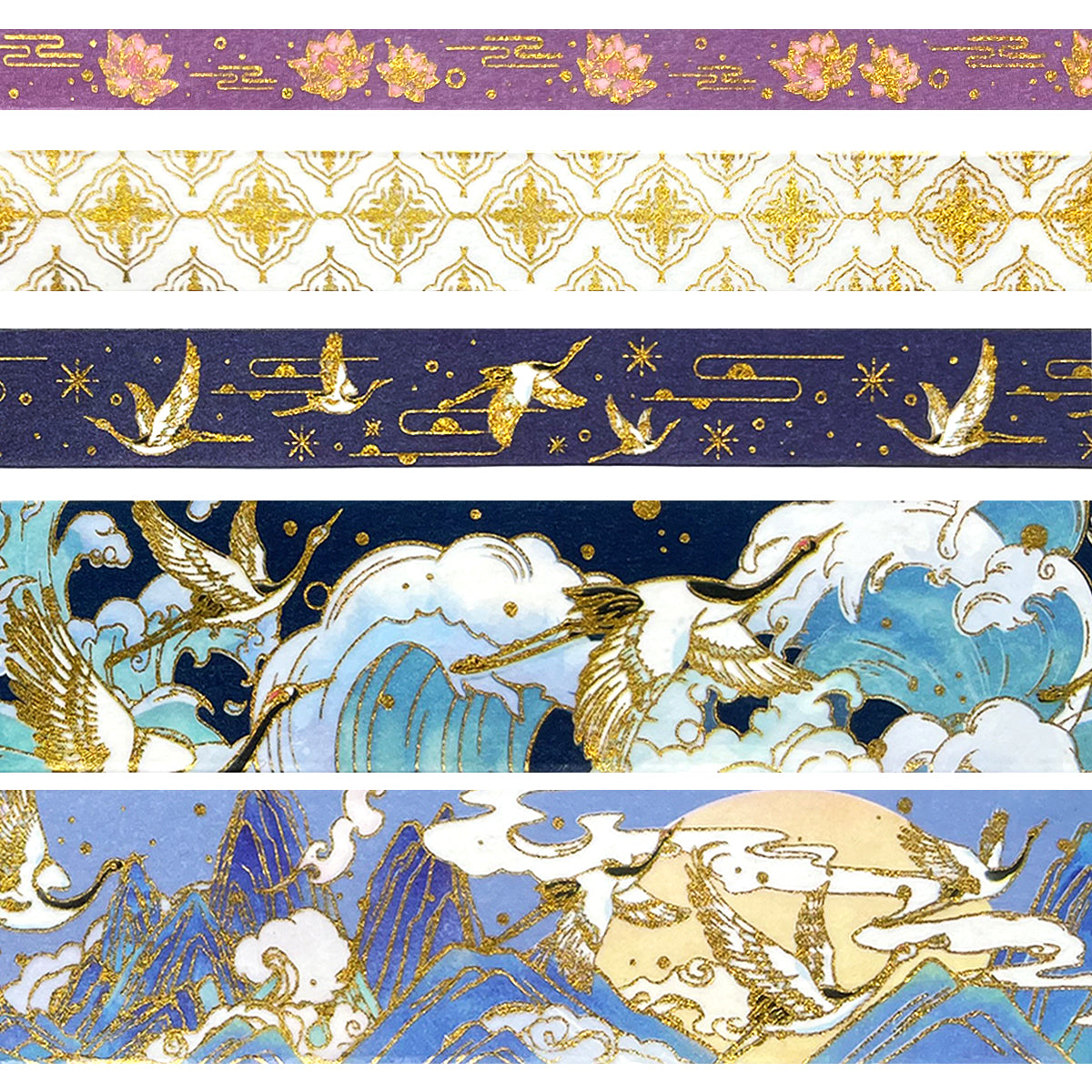 Wrapables Decorative Gold Foil Washi Tape and Sticker Set for Stationery, Diary, Card Making (10 Rolls & 10 Sheets)