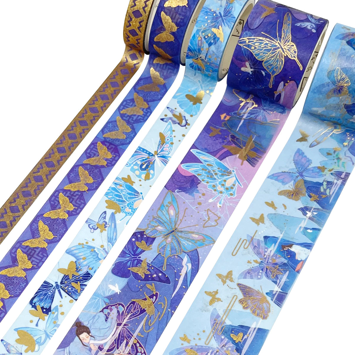 Wrapables Decorative Gold Foil Washi Tape and Sticker Set for Stationery, Diary, Card Making (10 Rolls & 10 Sheets)