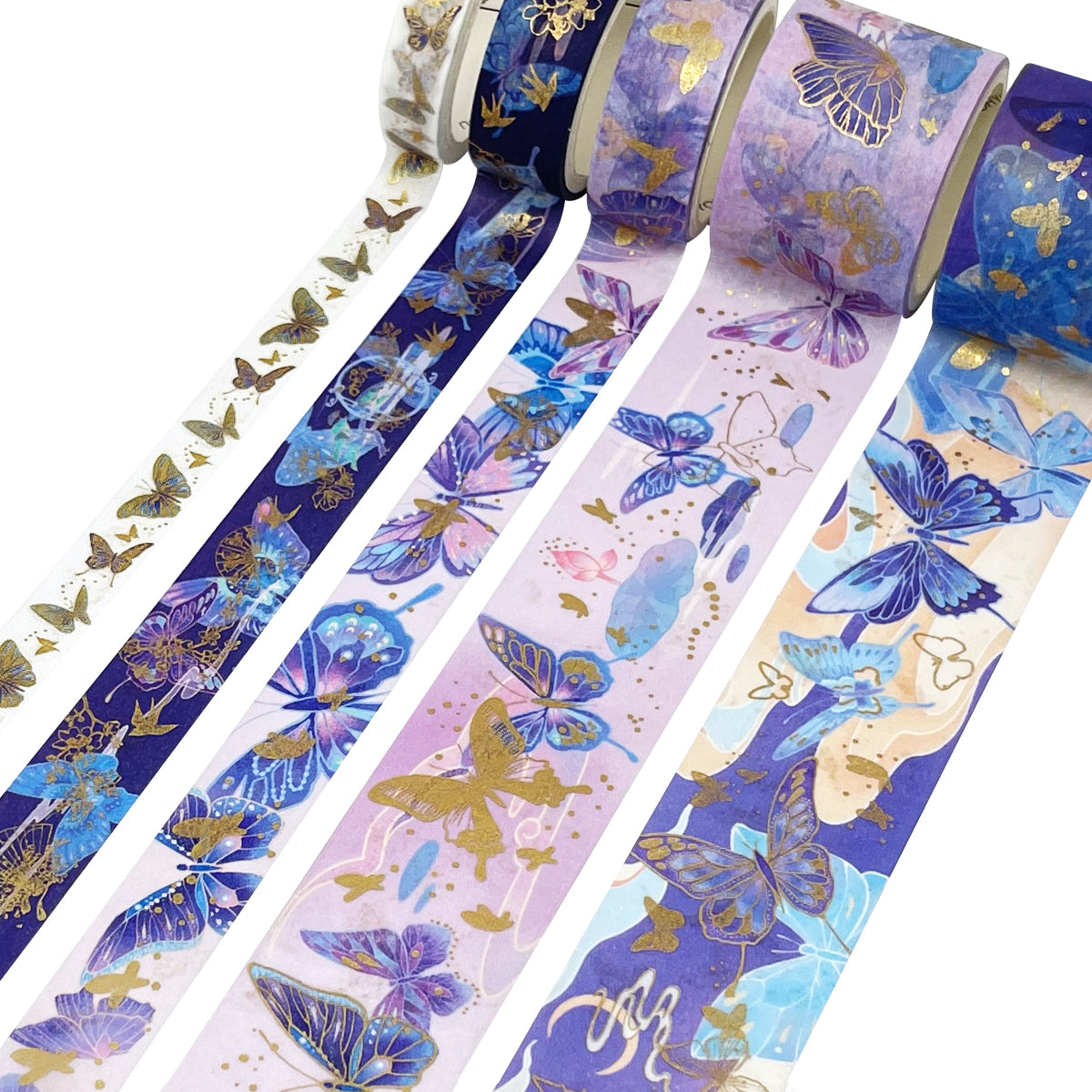 Wrapables Decorative Gold Foil Washi Tape and Sticker Set for Stationery, Diary, Card Making (10 Rolls & 10 Sheets)