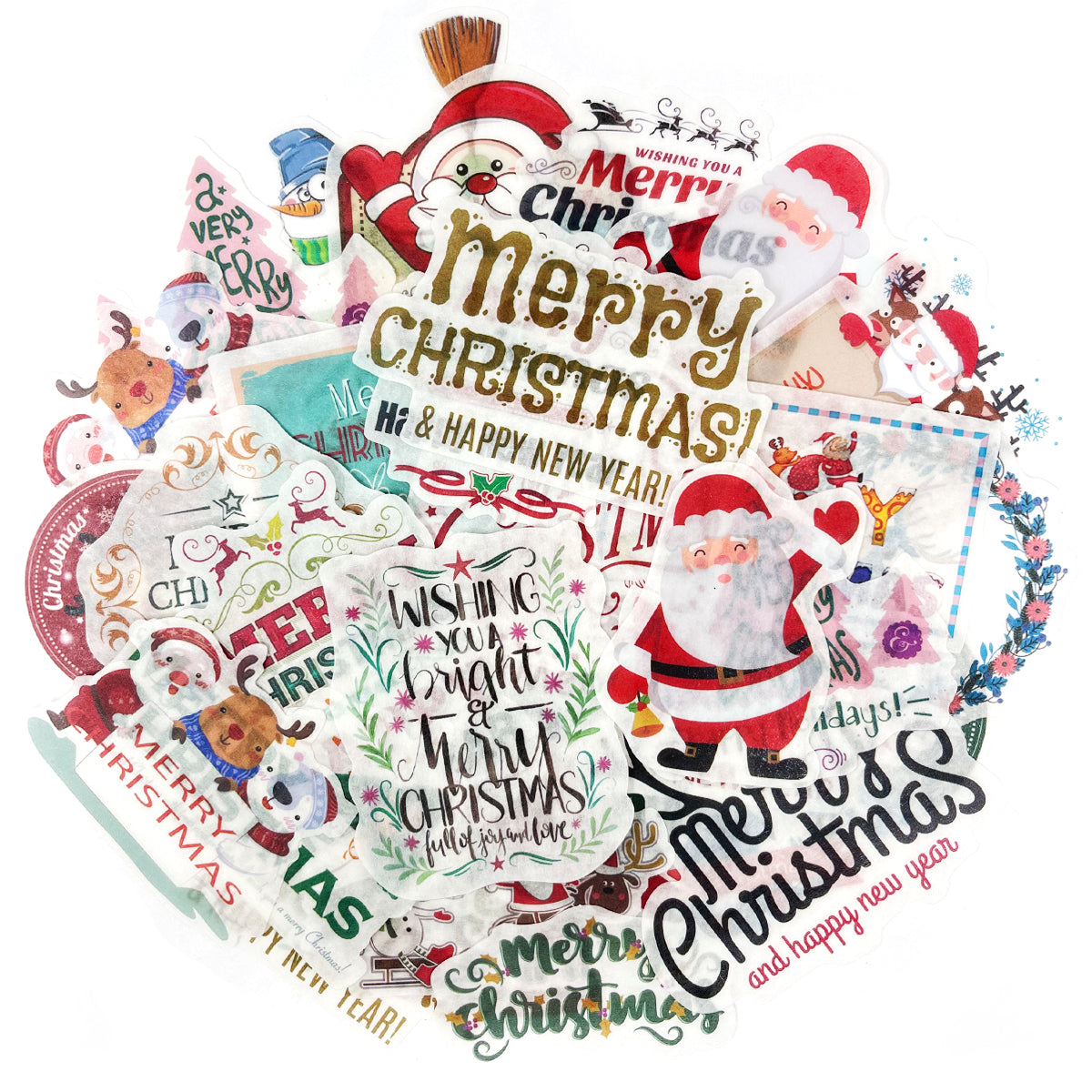 Wrapables Holiday Scrapbooking Washi Stickers, DIY Crafts for Stationery, Diary, Card Making (60 pcs)