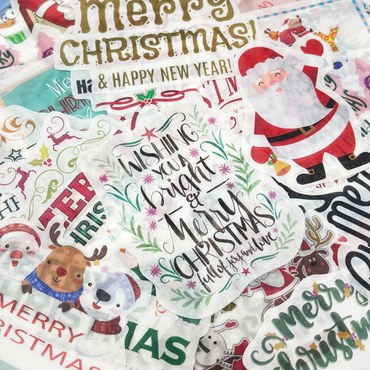 Wrapables Holiday Scrapbooking Washi Stickers, DIY Crafts for Stationery, Diary, Card Making (60 pcs)