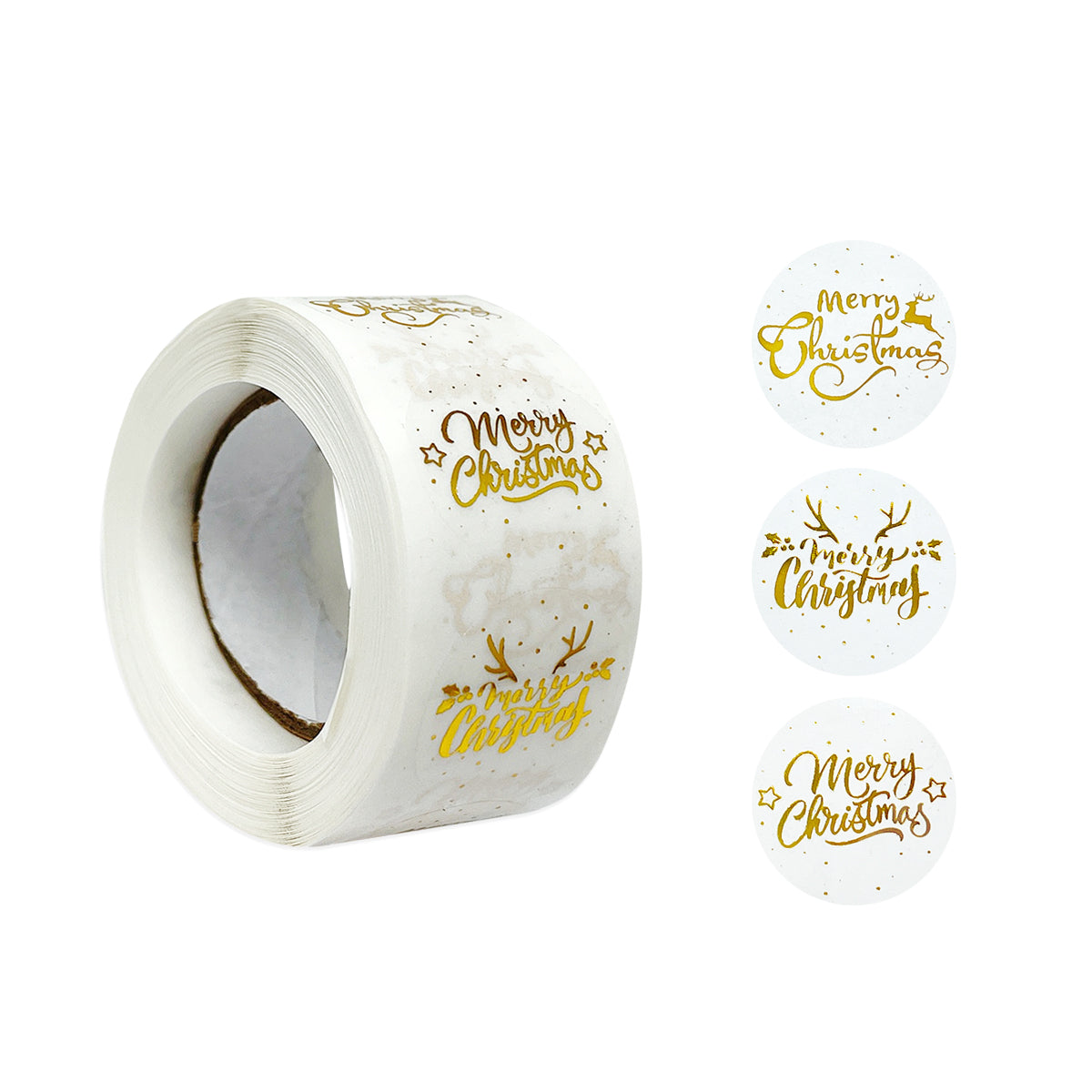 Wrapables Christmas Stickers Label Roll, Holiday Stickers for Sealing Cards, Envelopes, Gift Boxes, Festive Party Favors (500 pcs)