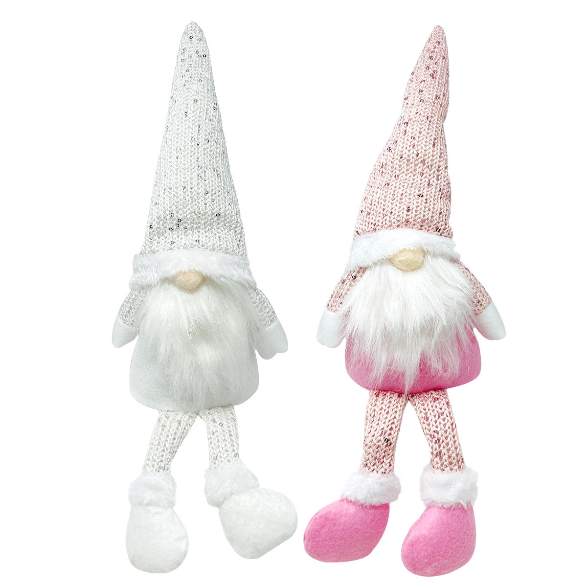 Wrapables Pink & White Sitting Gnome Dolls for Tabletop and Holiday Decorations (Set of 2)