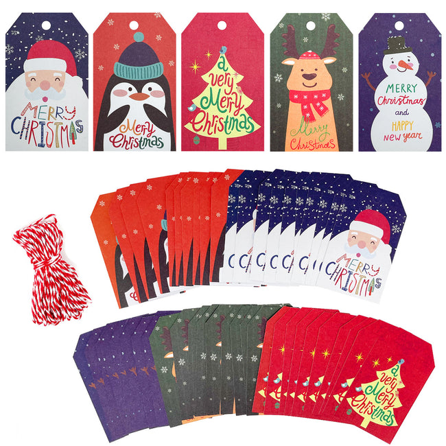 Wrapables Christmas Holiday Gift Tags/Kraft Paper Hang Tags for Gift-Wrapping, Labeling, Package Decoration, (50pcs)