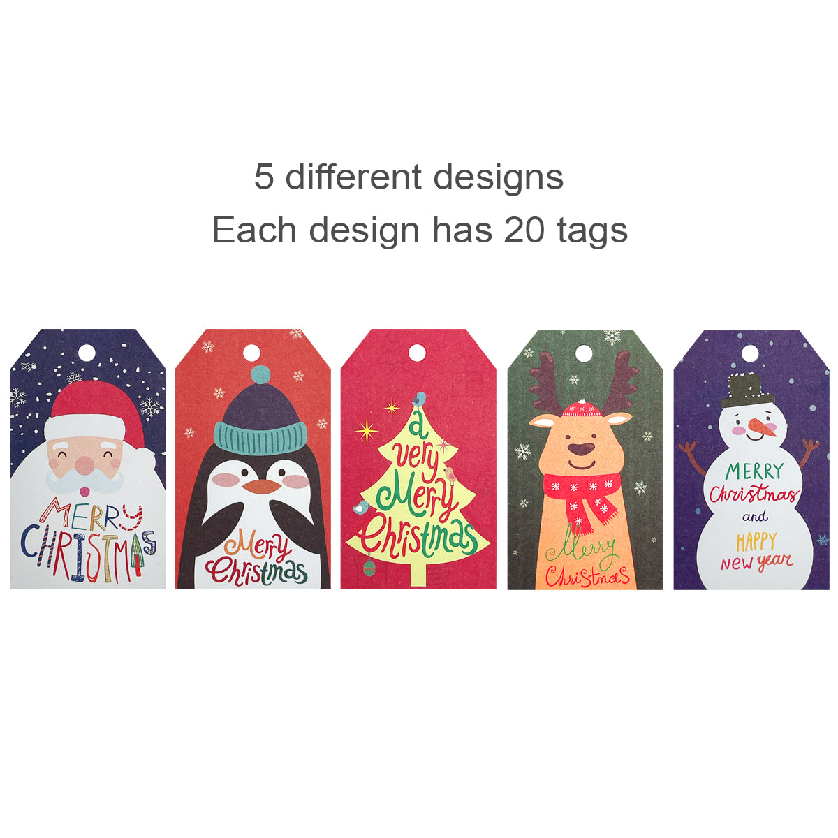 Wrapables Christmas Holiday Gift Tags/Kraft Paper Hang Tags for Gift-Wrapping, Labeling, Package Decoration, (50pcs)