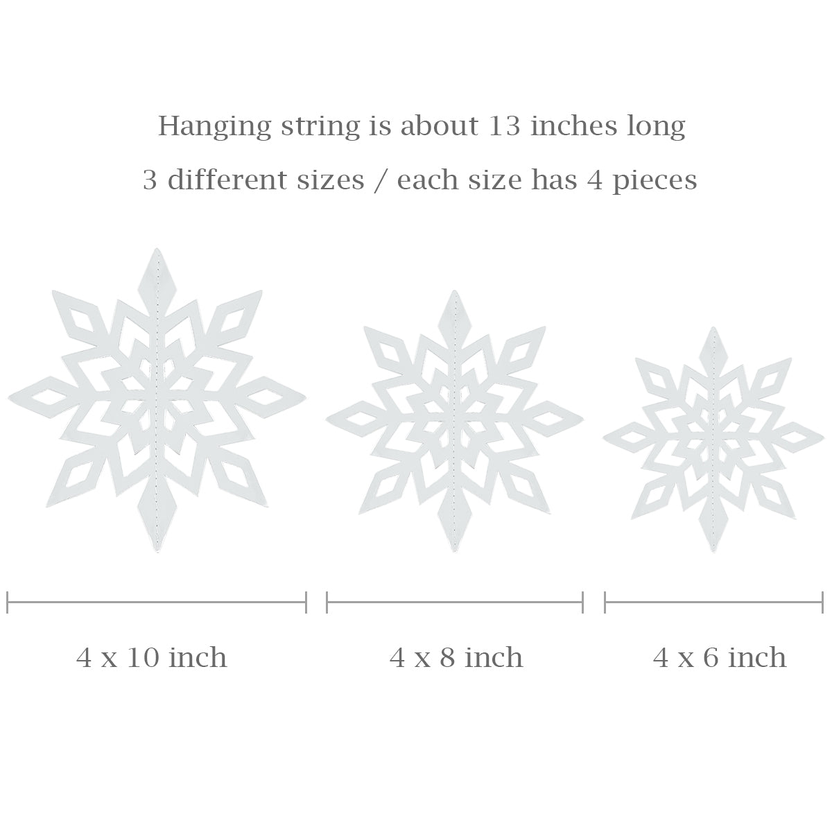 Wrapables 3D Hanging Snowflake Decorations for Christmas, Winter, New Year Parties (Set of 12)