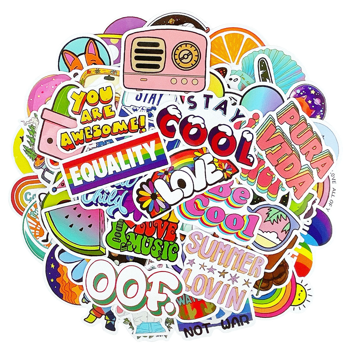 Wrapables Waterproof Vinyl Stickers for Water Bottles, Laptop, Phones, Skateboards, Decals for Teens