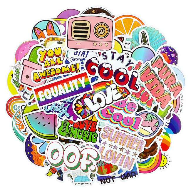 Wrapables Waterproof Vinyl Stickers for Water Bottles, Laptop, Phones, Skateboards, Decals for Teens