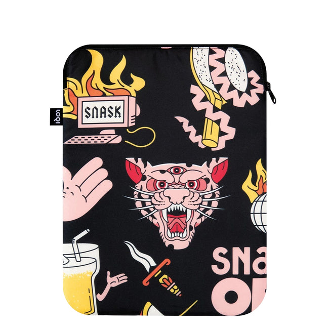 LOQI Artist Snask Tiger Snake Beer Black Laptop Cover