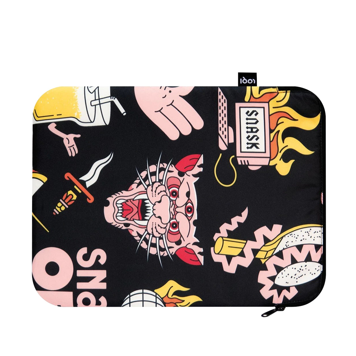 LOQI Artist Snask Tiger Snake Beer Black Laptop Cover