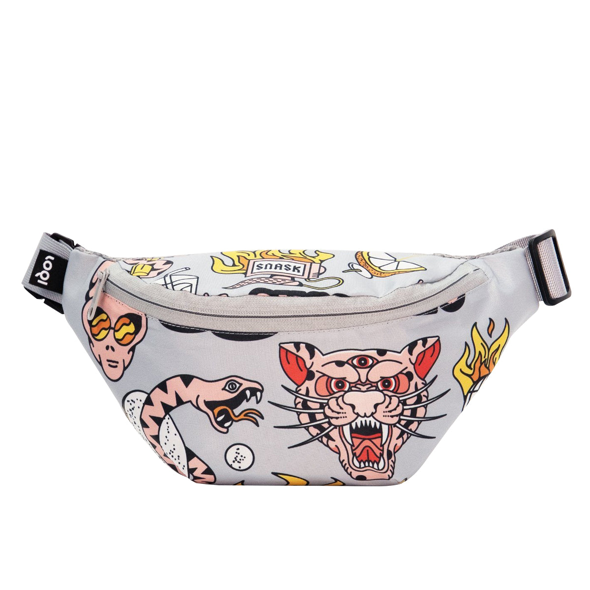 LOQI Artist Snask Tiger Snake Beer Grey Bumbag