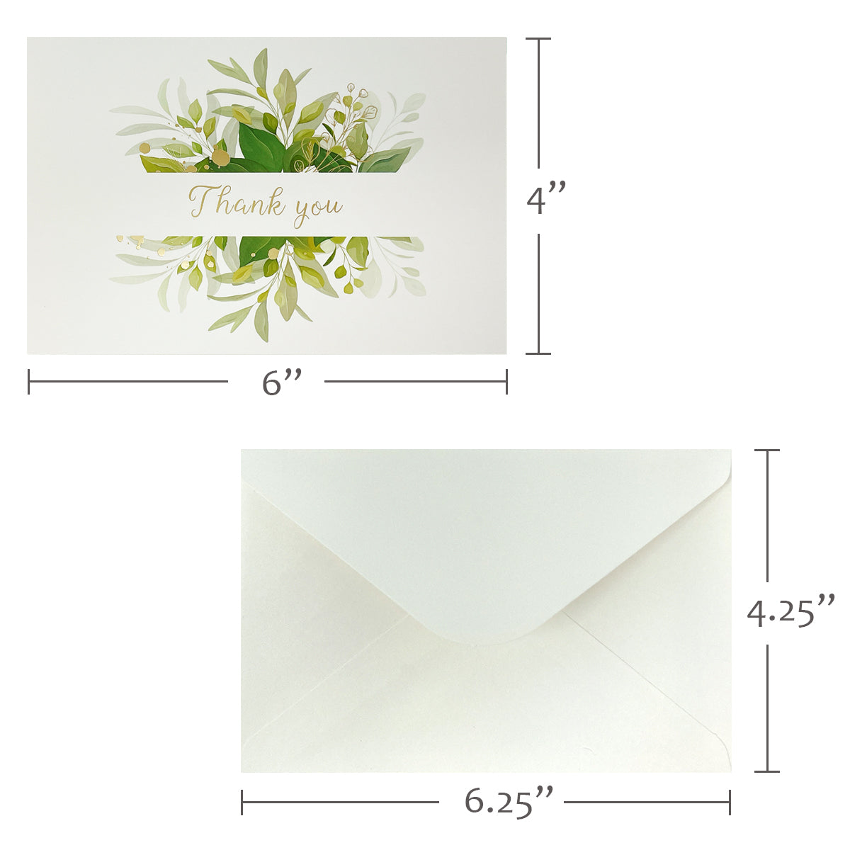 Wrapables Blank Thank You Cards with Envelopes for Weddings, Bridal Showers, Baby Showers (Set of 4)