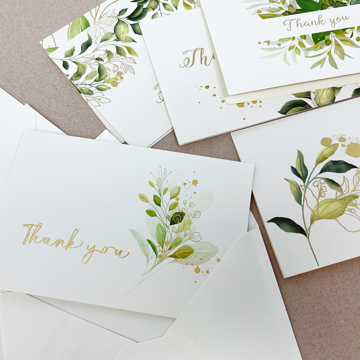 Wrapables Blank Thank You Cards with Envelopes for Weddings, Bridal Showers, Baby Showers (Set of 4)
