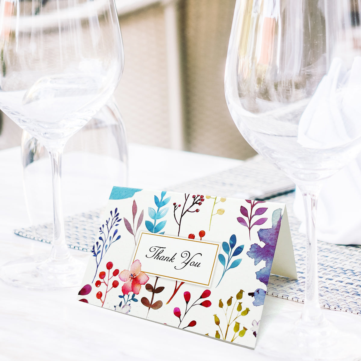 Wrapables Blank Thank You Cards with Envelopes & Seals for Weddings, Bridal Showers, Baby Showers (Set of 4), Blissful Bloom