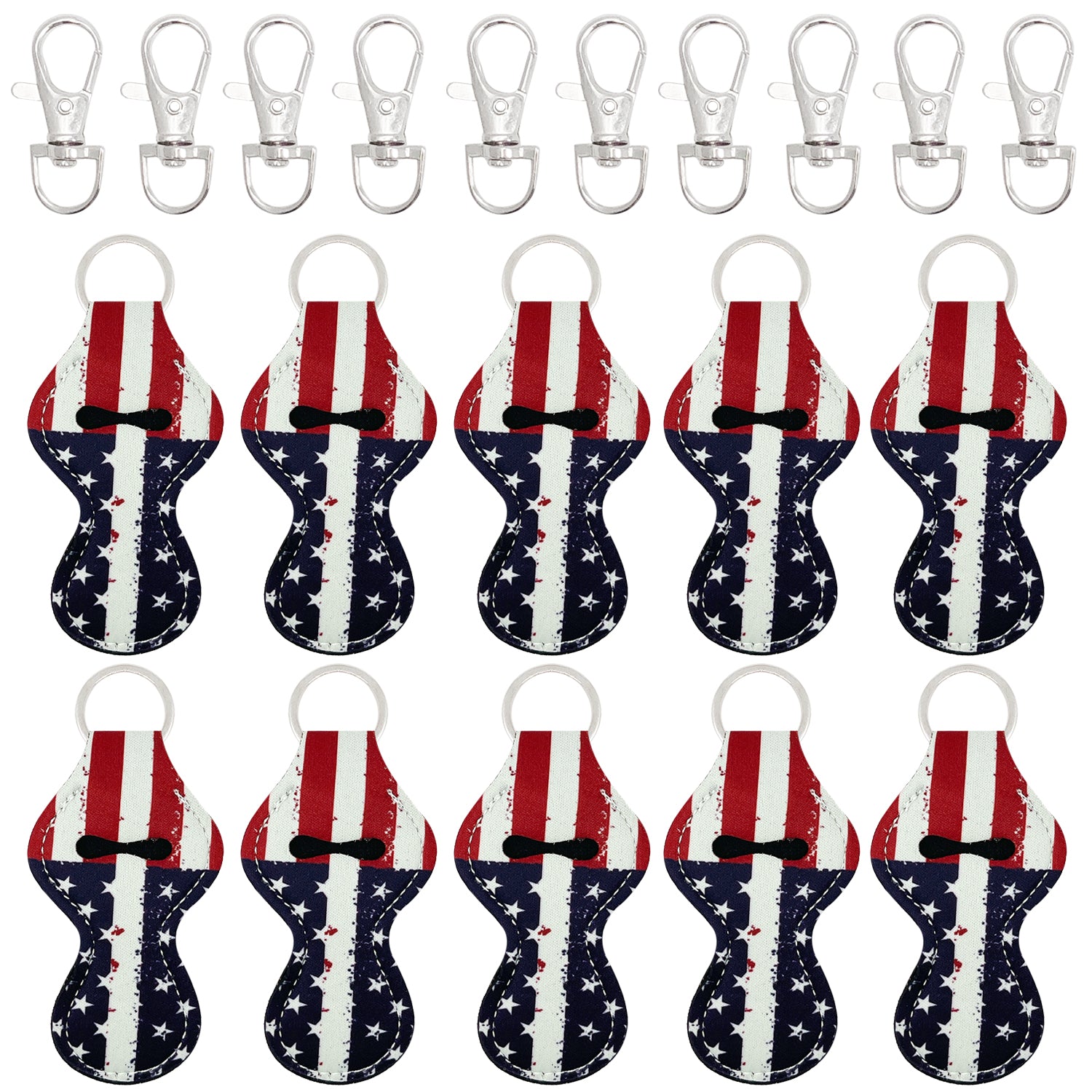 Wrapables 10 Pack Chapstick Holder Keychain with 10 Pieces Metal Clasps