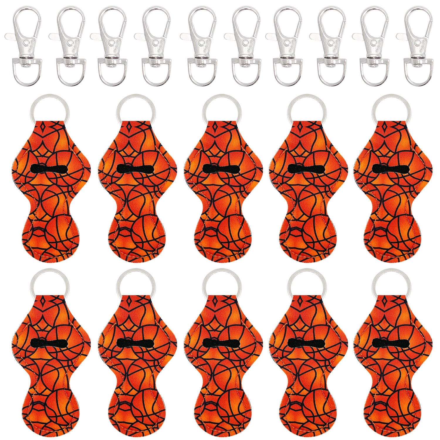 Wrapables 10 Pack Chapstick Holder Keychain with 10 Pieces Metal Clasps