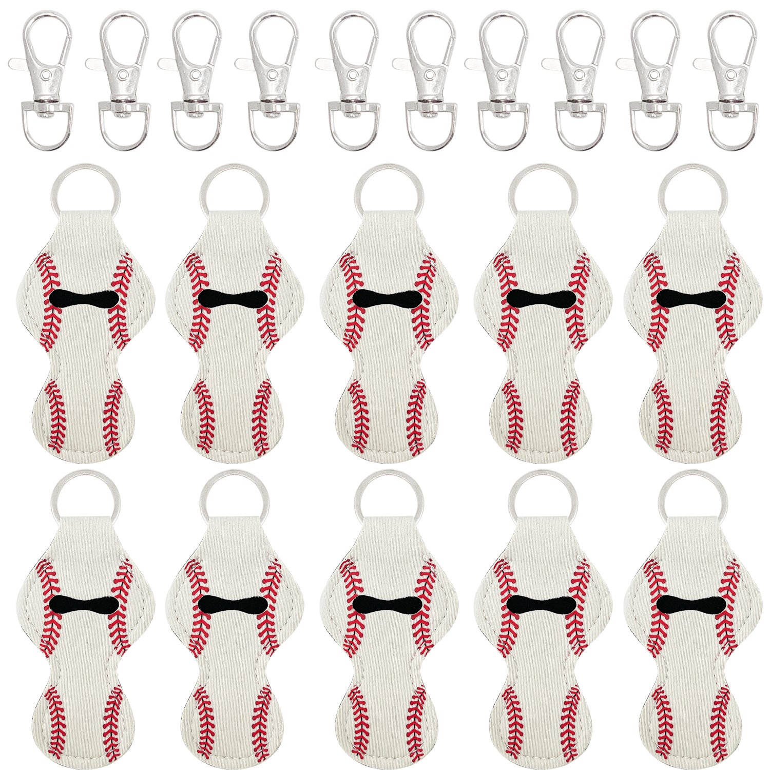 Wrapables 10 Pack Chapstick Holder Keychain with 10 Pieces Metal Clasps