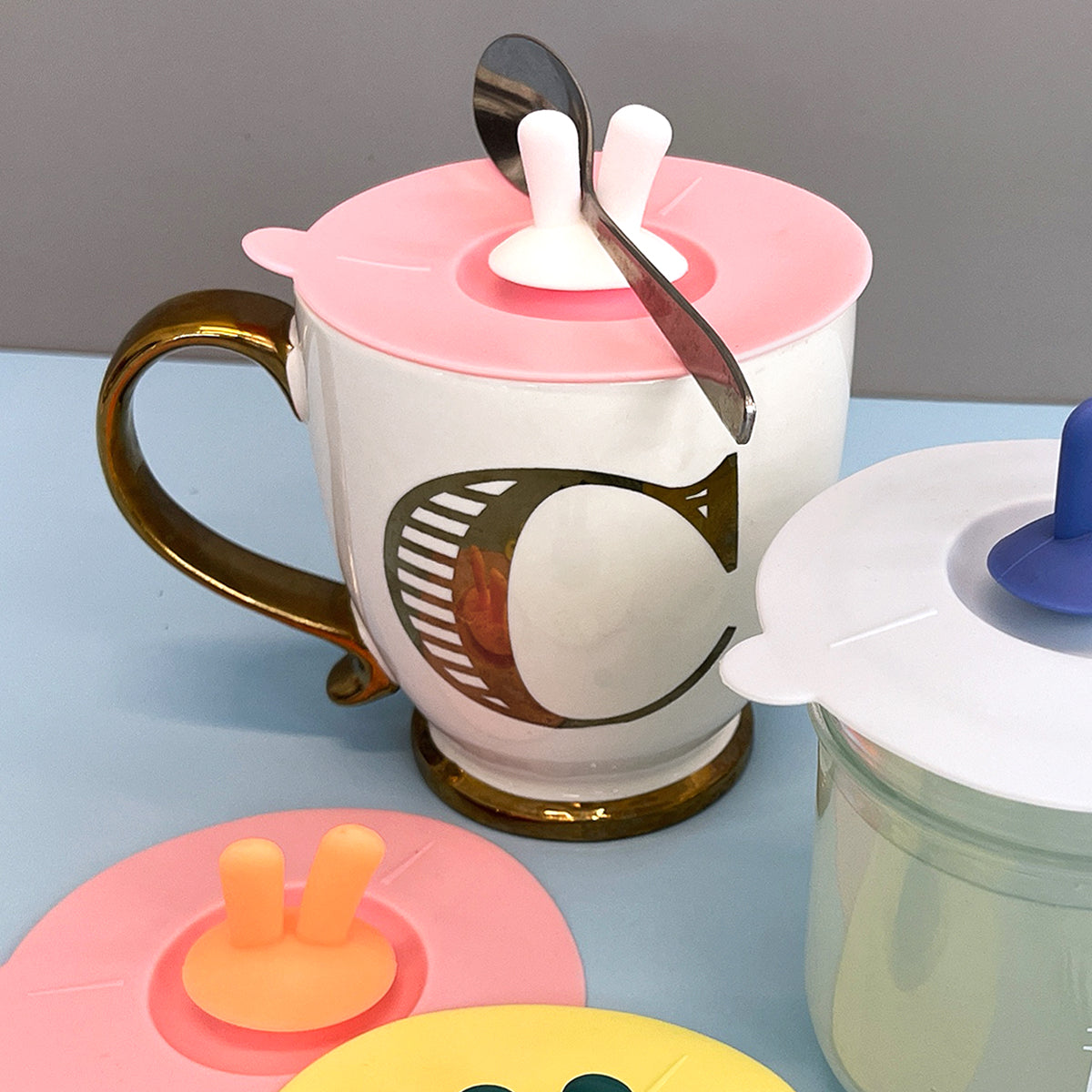Wrapables Silicone Cup Lids, Anti-Dust Airtight Mug Covers for Hot and Cold Beverages (Set of 6)