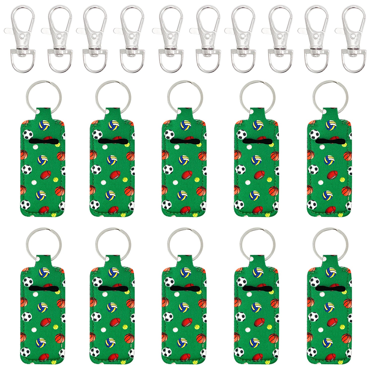 Wrapables 10 Pack Chapstick Holder Keychain with 10 Pieces Metal Clasps