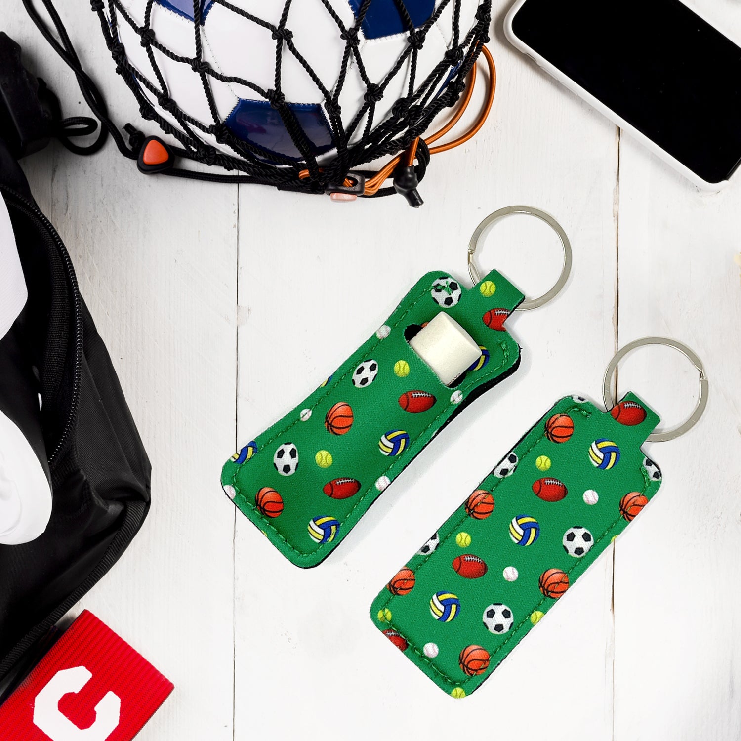 Wrapables 10 Pack Chapstick Holder Keychain with 10 Pieces Metal Clasps
