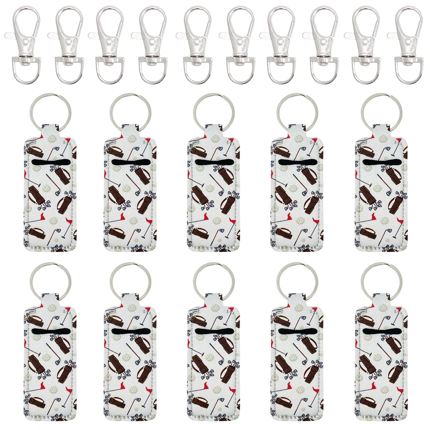 Wrapables 10 Pack Chapstick Holder Keychain with 10 Pieces Metal Clasps