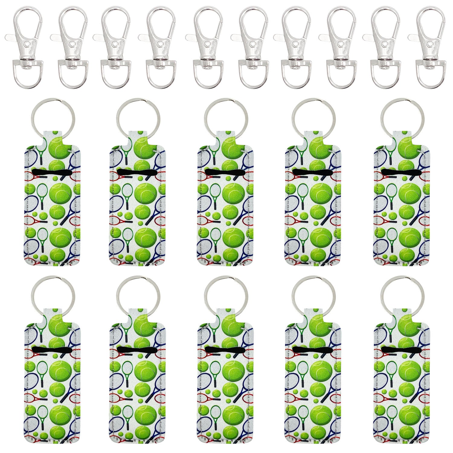 Wrapables 10 Pack Chapstick Holder Keychain with 10 Pieces Metal Clasps