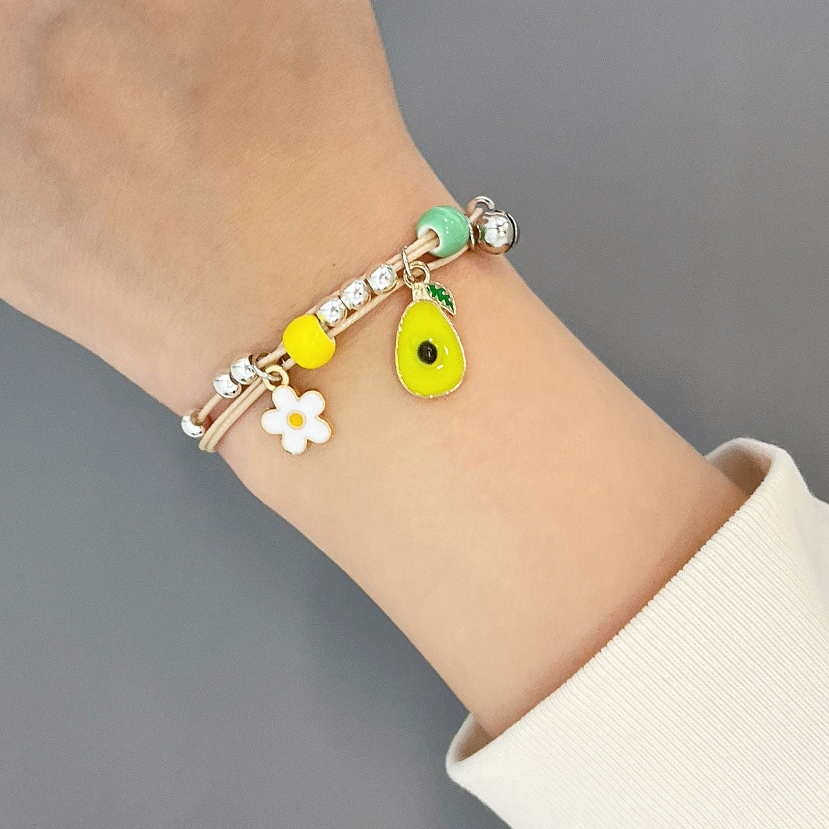 Wrapables Friendship Beaded Enamel Charm Bracelet