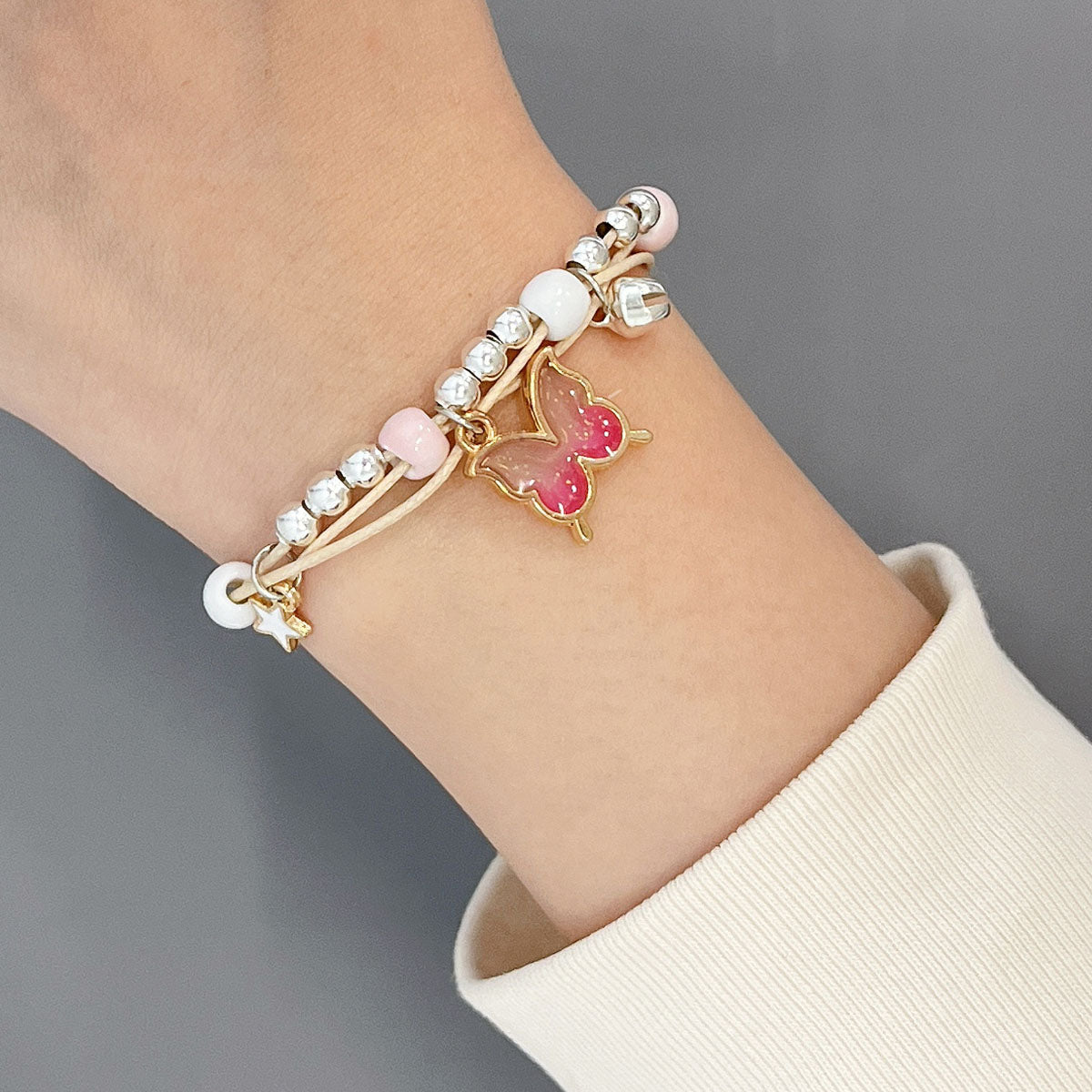 Wrapables Friendship Beaded Enamel Charm Bracelet
